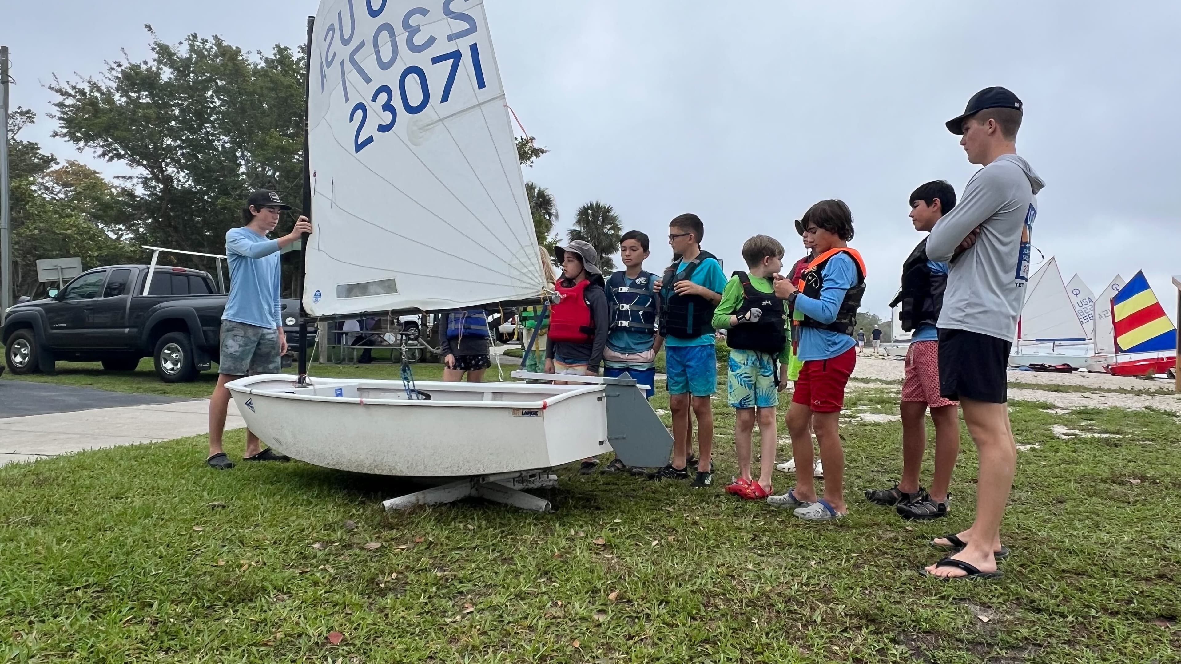 Instructor demonstrating on a boat