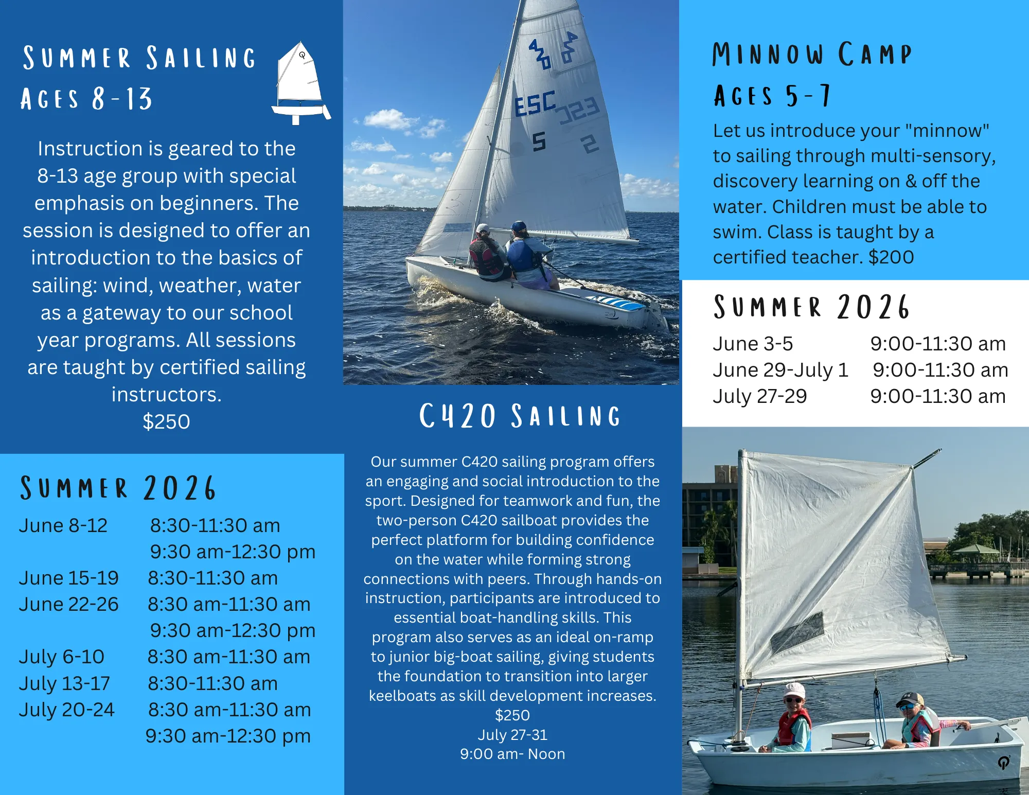 Edison Sailing Center summer flyer — page 2